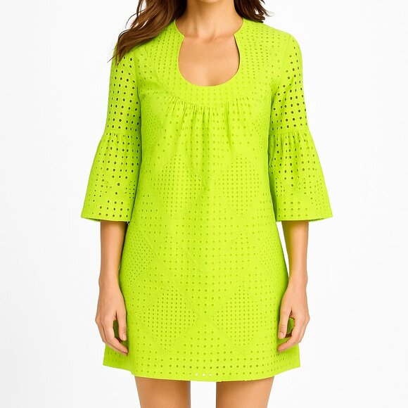Trina Turk Dresses & Skirts - TRINA TURK Bonita Eyelet Bell Sleeve Dress in Pastiche Green SZ 8